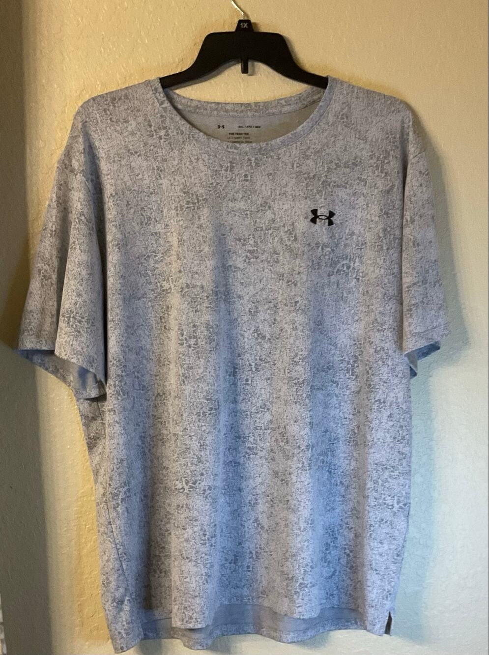 Under Armour Men's UA Tech Pixelate Novelty T-Shirt Gray Black Short Sleeve 3XL